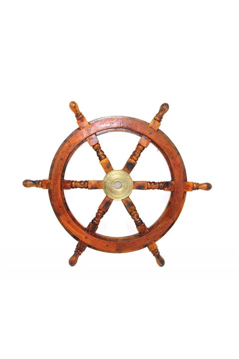 Toptan Bulurum Marin Ahşap Ortası Pirinç Duvara Asmalı Dekoratif Dümen