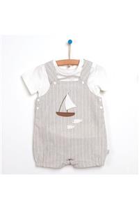 Bebetto Unisex Bebek Gri Sailing Freedom Şort Salopet