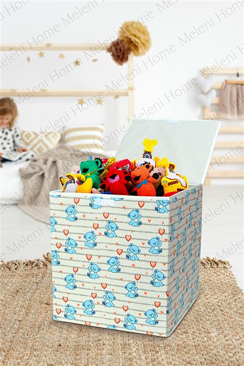 Meleni Home Figürlü Oyuncak Saklama Kutusu Kapaklı Sepet