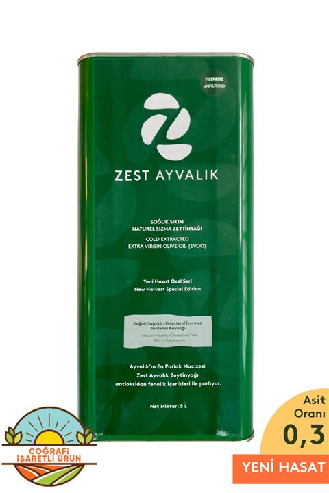 ZEST AYVALIK Gerçek Ayvalık Zeytinyağı Erken Hasat Soğuk Sıkım 5 l