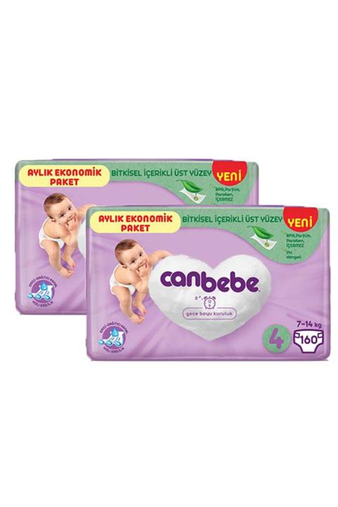 Canbebe Bebek Bezi 4 Beden / Maxi Aylık Ekonomik Paket 320 Adet