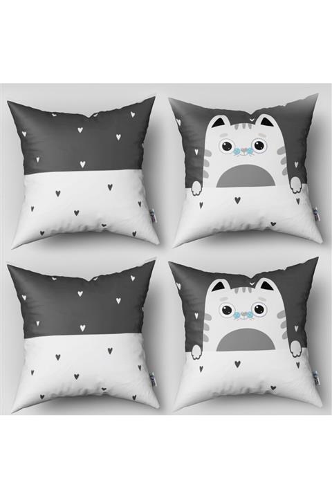 Tinybabyconcept Çift Taraflı Dijital Baskılı 43cm X 43cm Bebek Çocuk Odası Kırlent Kılıfı Model 1377