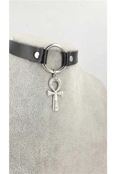 Fugusugu Ankh Figürlü Suni Deri Choker