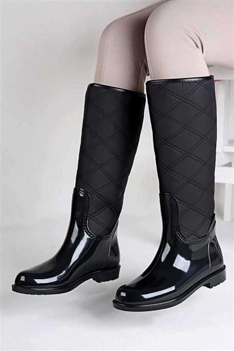 Ccway Kadın Kapitoneli Yağmur Çizmesi Siyah