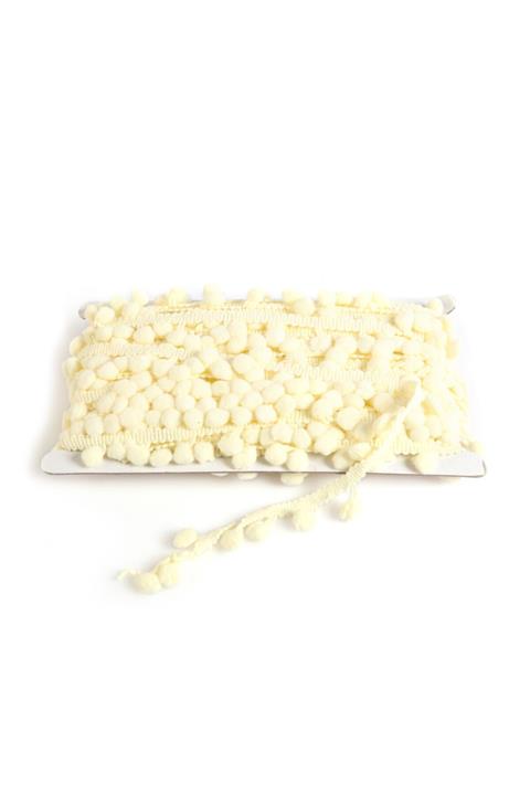 Koza Fermuar Krem Şerit Ponpon Kurdele 20 mt