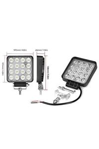 İthal Off Road Beyaz Işık Sis Farı Lambası 16 Led Kare 12-24v 48 Watt