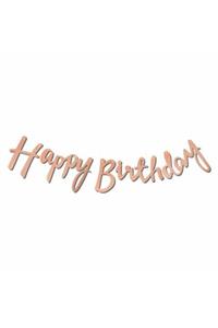 Doğumgünü Marketim Kaligrafi Banner Rose Gold Happy Birthday