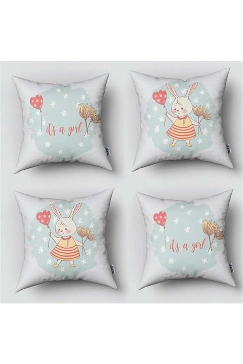 Tinybabyconcept Çift Taraflı Dijital Baskılı 43cm X 43cm Bebek Çocuk Odası Kırlent Kılıfı Model 263