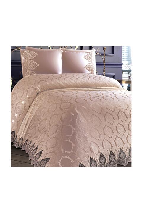 Selin Kutulu Lüks 6 Parça Çeyizlik Pike Takımı - Sıla - Cappucino Renk