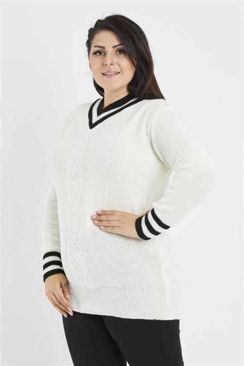 SİZ V Yaka Şerit Detay Kazak