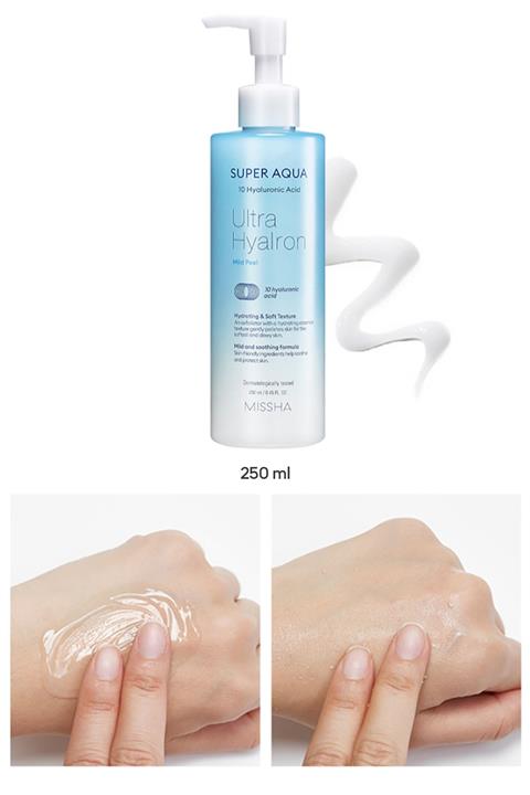 Missha Hyluronik Asit İçerikli Hafif Formüllü Jel Peeling 250 ml Super Aqua Ultra Hyalron Mild peeling Gel