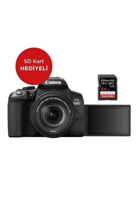 Canon EOS 850D 18-55mm Kit Fotoğraf Makinesi (SD Kart Hediyeli) (Canon Eurasia Garantili)