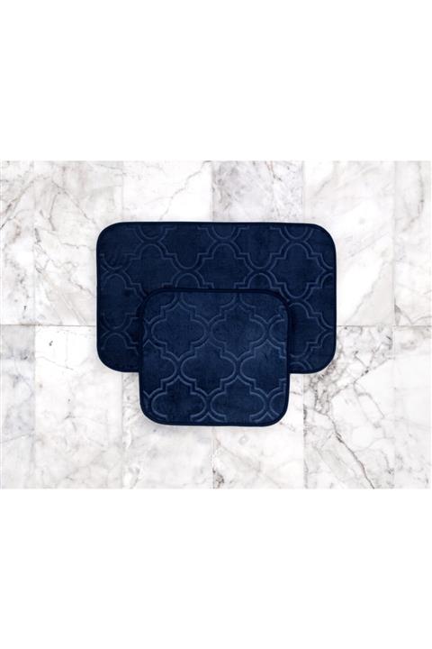 Madame Coco Alsatia 2'li Banyo Paspası - Indigo - 50x80 + 45x50 Cm
