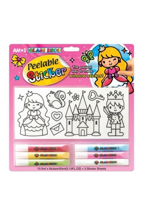 Amos Sökülebilir Etiket Ve Cam Boyama Seti - Prenses