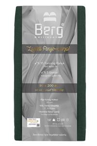 Berg Bettlaken 90x200 35 cm Yükseklik Lastikli Lüks Penye Pamuklu Çarşaf Yeşil, Luxury Fitted Sheet Cotton