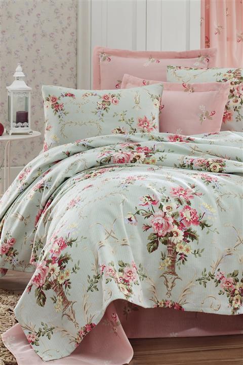 Ev & Ev Home Doğal Pike Baskılı Mega King 260x230cm Alanur Mint