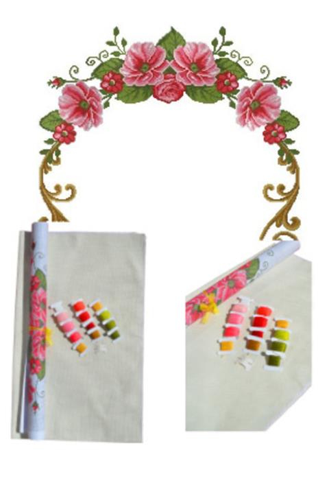 hamecura ayşe kosif Buse Pembe Seccade Krem Etamin-kanaviçe Kit