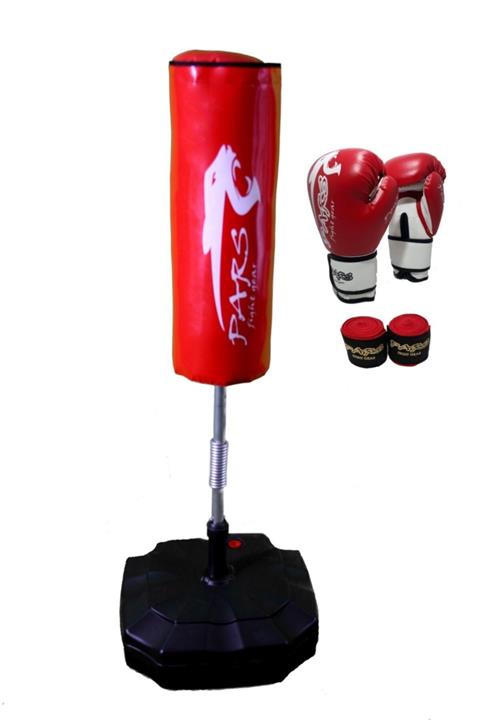 Pars Ayaklı Boks Standı Kırmızı +boks Eldiveni +bandaj