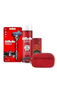 Gillette Mach3 Turbo Tıraş Makinesi+2 Tıraş Bıçağı+Köpük+Duş Jeli&Çanta