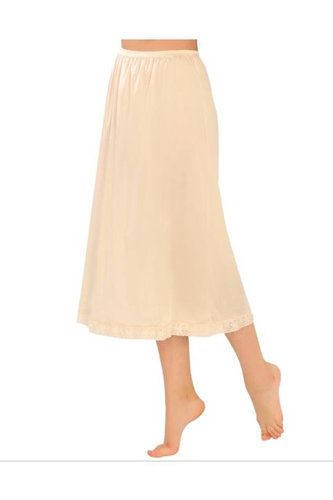 aydın underwear Kadın Bej Saten Uzun Jupon Astar