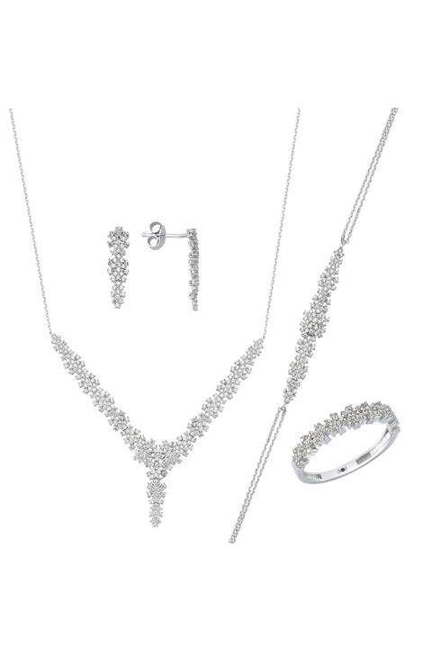 Bilezikci Kadın Beyaz 14 Ayar Altın Nişan Takı Seti