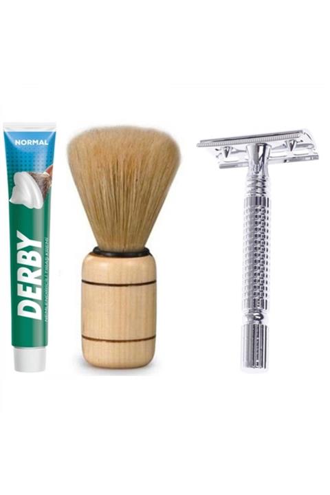 TEKNOPARS Derby Tıraş Jilet Krem Fırça Premium Tıraş Seti 712567