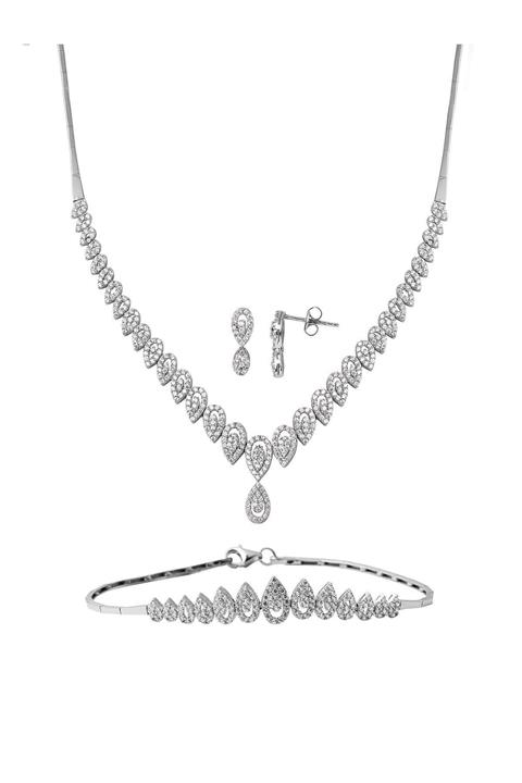 Bilezikci Damlalar 14 Ayar Beyaz Altın Set