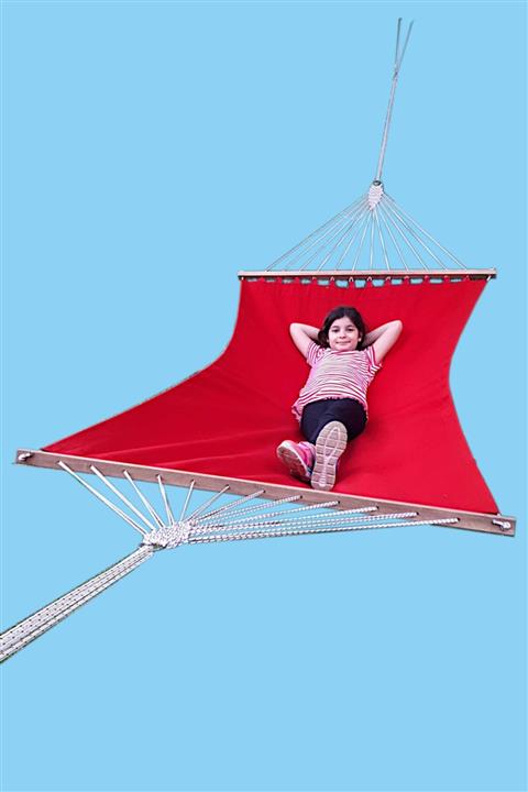Yeşil Gezegen Bez Hamak 2 Kişilik 110x200cm Yatma Alanı, Portatif Kamp Ve Bahçe Hamağı Kırmızı
