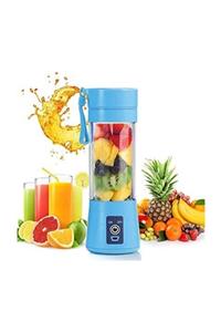 LESGO Portatif Taşınabilir El Blender 380 Ml 6 Bıçaklı Usb Şarjlı Blender-mavi