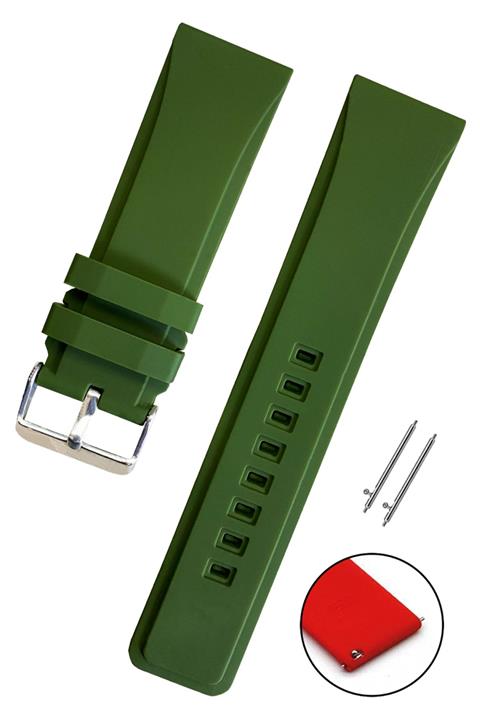 Wesse Saat Uyumlu 22mm Haki Renk Akıllı Pimli Silikon Saat Kordonu Kayışı