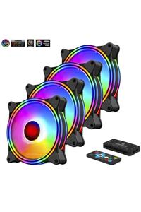 FRISBY Fcl-f1272c 4in1 Kumandalı Dual Argb Fan Set 4lü Set Kit 4x120mm Sessiz Rgb Kasa Fanı