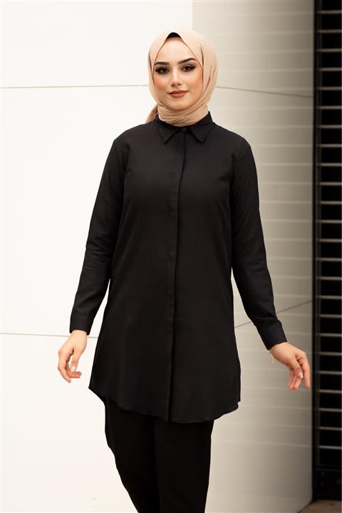 Gizce Kadın Siyah Colin  Gömlek