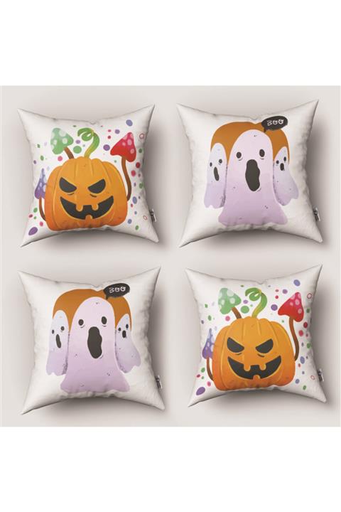 Tinybabyconcept Hallowen Cadılar Bayramı Desenli Çift Taraflı 4 Lü Kırlent Kılıfı Model: 014