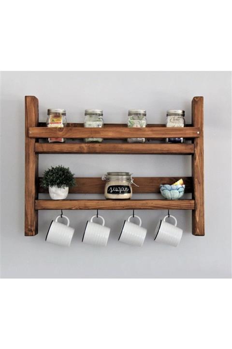 FebsWood Masif Ahşap Baharatlık Rafı