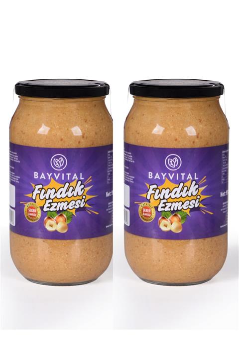 BAYVİTAL 2 x Şeker Ilavesiz Katkısız  Fındık Ezmesi 950  gr