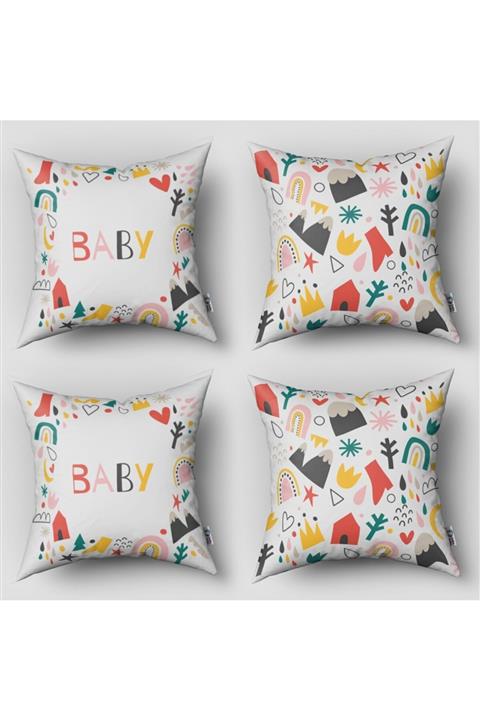 Tinybabyconcept Çift Taraflı Dijital Baskılı 43cm X 43cm Bebek Çocuk Odası Kırlent Kılıfı Model 1362