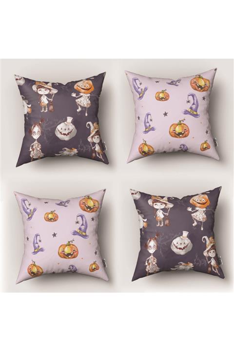 Tinybabyconcept Hallowen Cadılar Bayramı Desenli Çift Taraflı 4 Lü Kırlent Kılıfı Model: 023