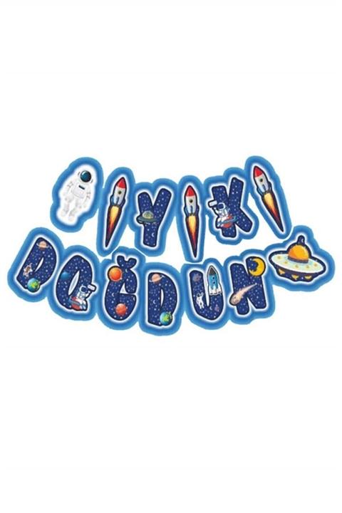 Aşkın Parti Evi Uzay Astronot Temalı Lacivert Iyi Ki Doğdun Banner