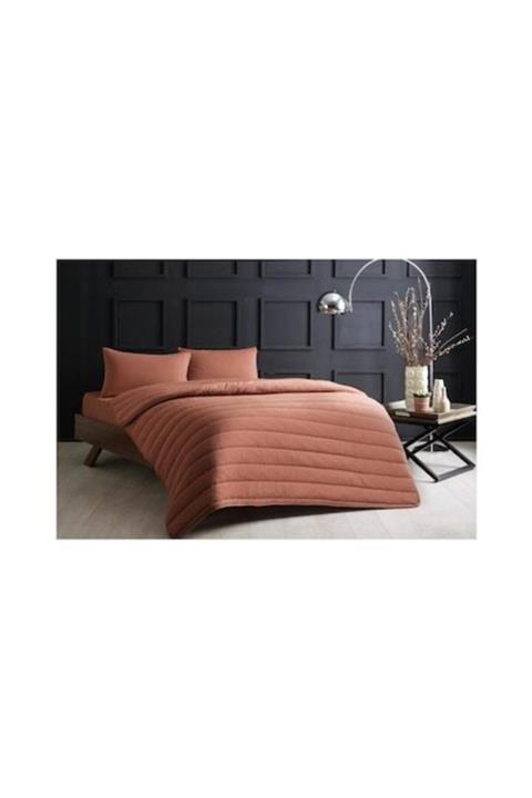 Taç Jersey Yorgan Seti Natura Tek Kişilik Koyu Somon