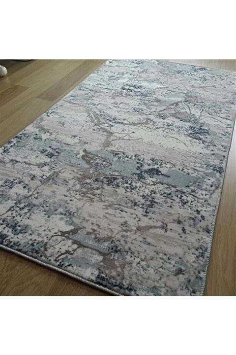 AKSU Etna Mavi Kaymaz Taban Kesme Yolluk Yumuşak Halı Birinci Kalite