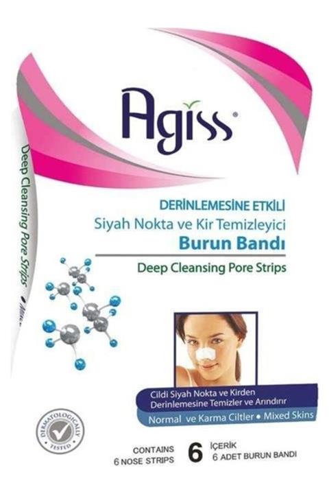 AGISS Siyah Nokta Burun Temizleme Bandı Normal & Karma Ciltler İçin 6 Adet 8 698703028777