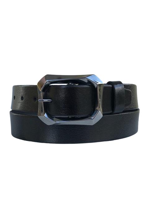 GoDeri Hakiki Deri Gümüş Tokalı Kadın Kemeri 4 cm