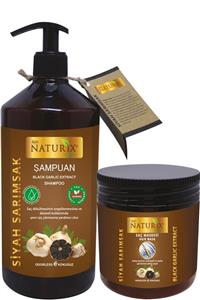 Ilgaz Naturix Organix Tuzsuz Şampuan Saç Dökülme Önleyici Şampuan + Saç Maskesi Saç Çıkarıcı Siyah Sarımsak Özü Set