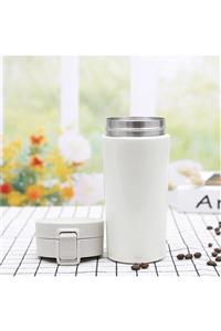 SEDEF SİLVER Tek El Bas İç Paslanmaz Çelik Termos 380 ml Push Sızdırmaz Çift Katmanlı Travel Mug Thermos 522