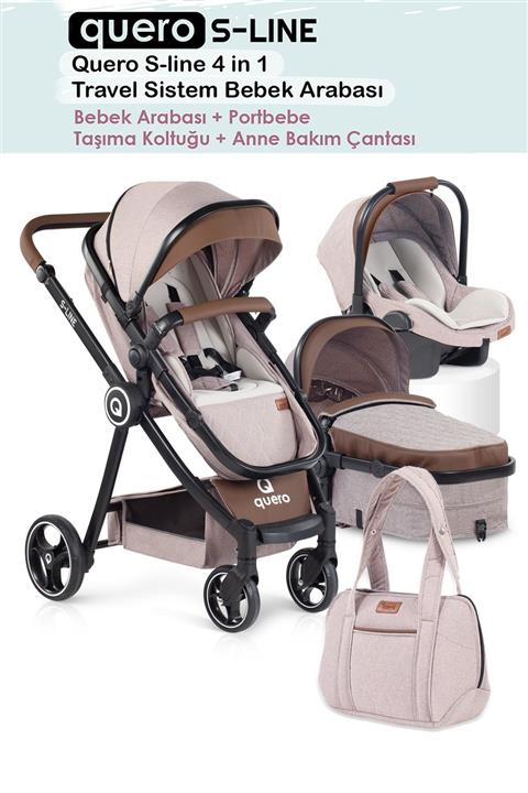 Evmarketi Quero S-line Travel Sistem Çift Yönlü Bebek Arabası Set Kahverengi