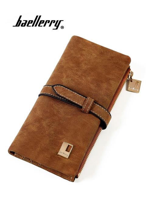 baellerry Yeni Moda Uzun Model Kadın Italyan Nubuk Deri Cüzdan