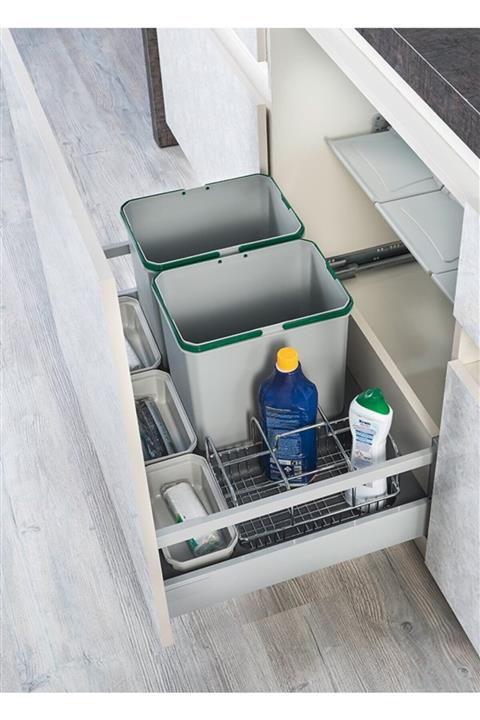 STARAX S-2557 Çekmece Içi Otomatik Kapak Çöp Kovası + Deterjanlık