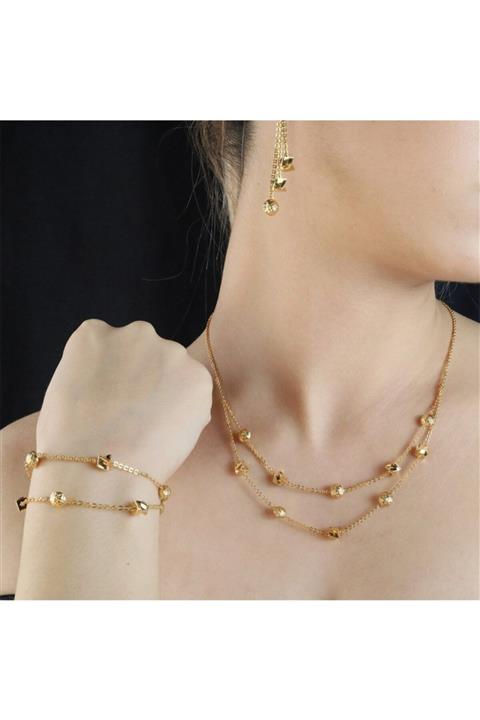 ATA MUCEVHERAT Kadın Altın Fantezi Kolye Bileklik Küpe Takım