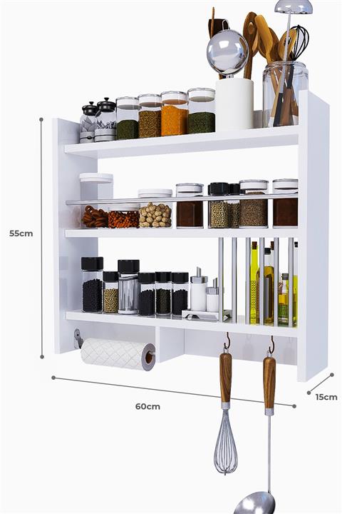 Ankaflex Ahşap Mutfak Düzenleyici 55x60 Cm Baharatlık Mutfak Rafı