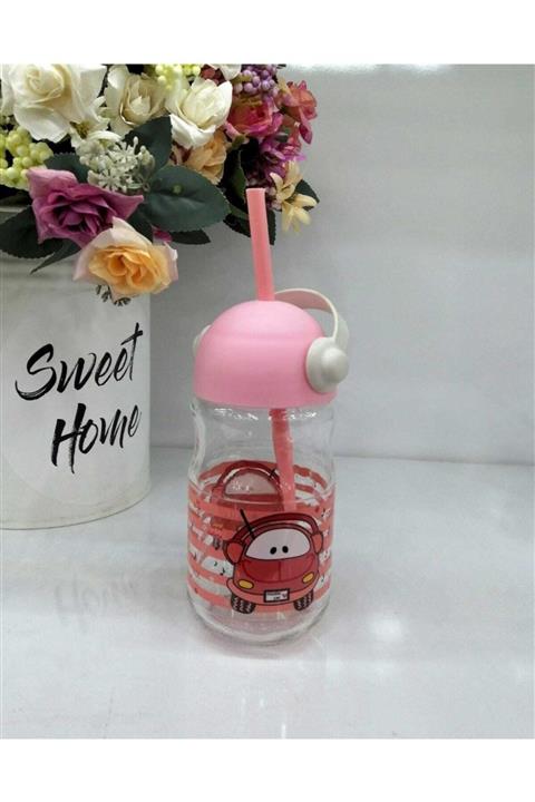 Mr Heem Store Pembe Bardak Cam Bardak Çocuk Için Pardak Pipetli Bardak